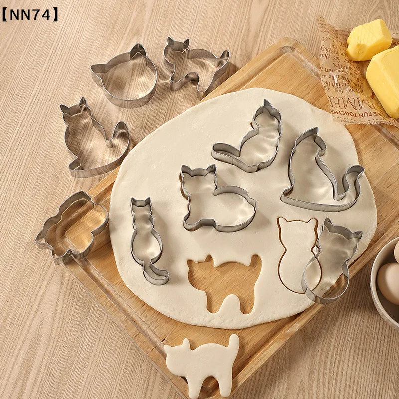 【NN74】9Pcs Kitten Cat Shaped Cookie Cutters Pastry Cutter Biscuit Molds Baking Tools Kitchen Accessories Home Party Gift[ZYA]