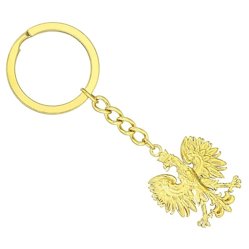 Vintage Poland Pendant Keychain for Men Women Gold Silver Metal Animal Backpack Keyring Ethnic Chain Rings