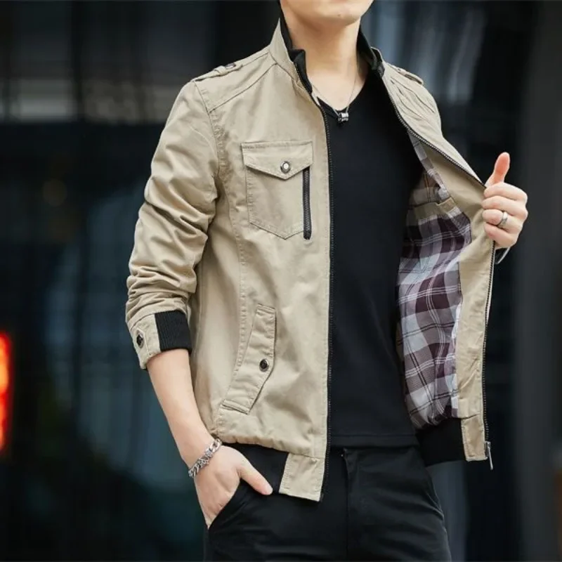 

Высококачественная повседневная универсальная верхняя одежда, зимняя мужская утепленная модная молодежная куртка большого размера с воротником-стойкой, мужская модная верхняя одежда