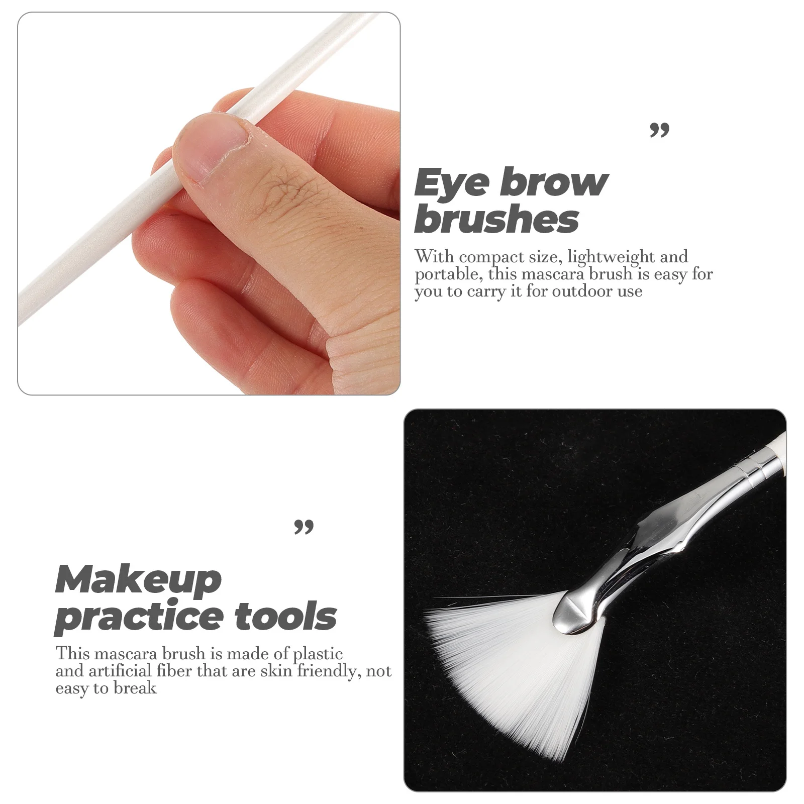 2Pcs Fan Lash Brush Mascara Eyebrow Eyelash Curved Makeup Tools Lightweight Portable for Travel Use Mascara Brush