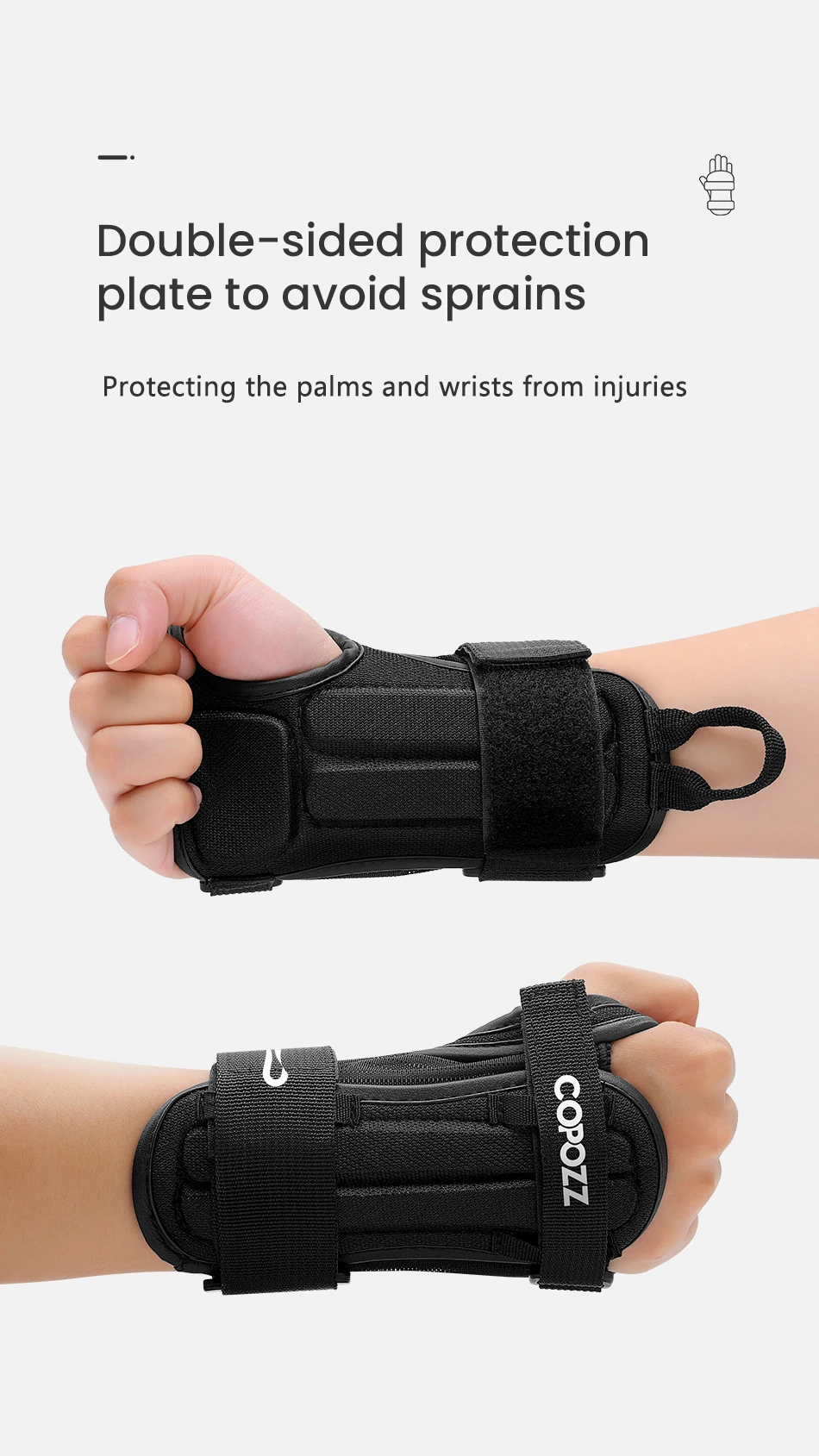 COPOZZ Ski-Handgelenkschutz, Snowboard-Handschutz, Rollschuh-Handgelenkstütze, Fitness-Ski-Handflächenschutz für Männer, Frauen und Kinder – Detail 4