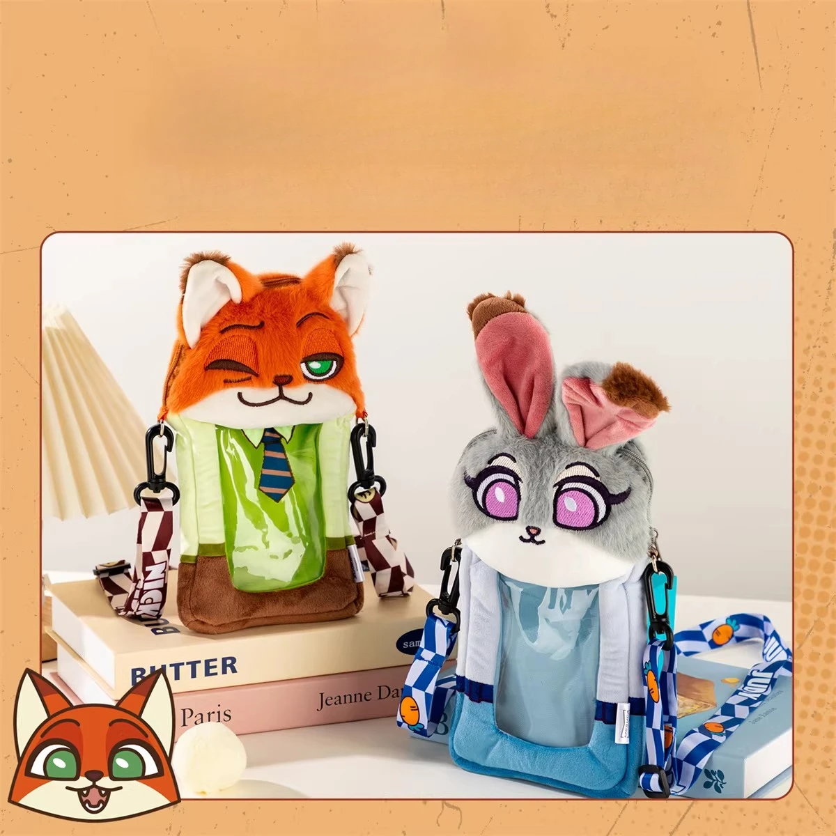 

Genuine Zootopia Judith Nick Cross-body Mobile Phone Bag Cute Cartoon Soft Velvet Cute Transparent Touch Screen Mobile Phone Bag