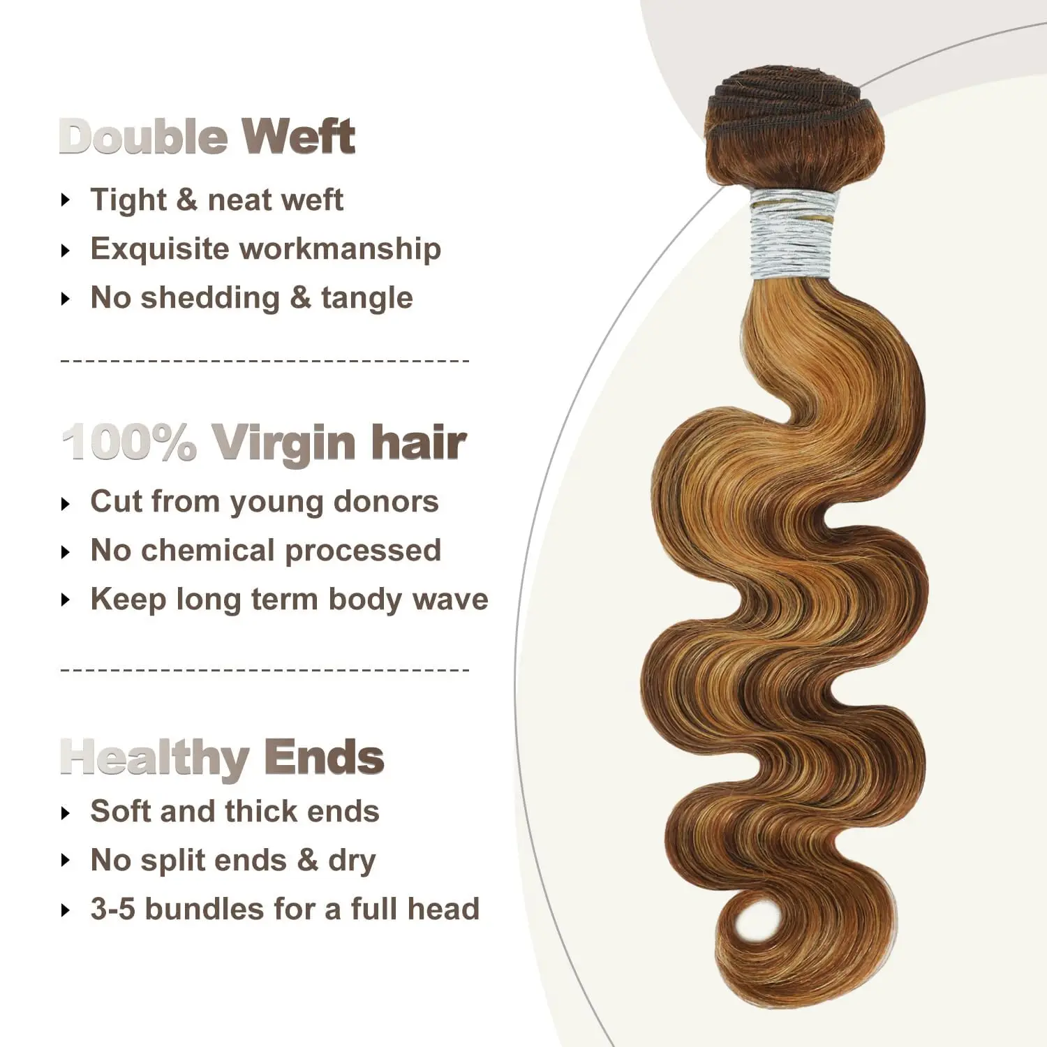 4/27 Body Wave Ombre Menselijk haarbundel 24 inch Honingblond Hoogtepunt Bruin Gekleurde bundels 10A 100% Braziliaans