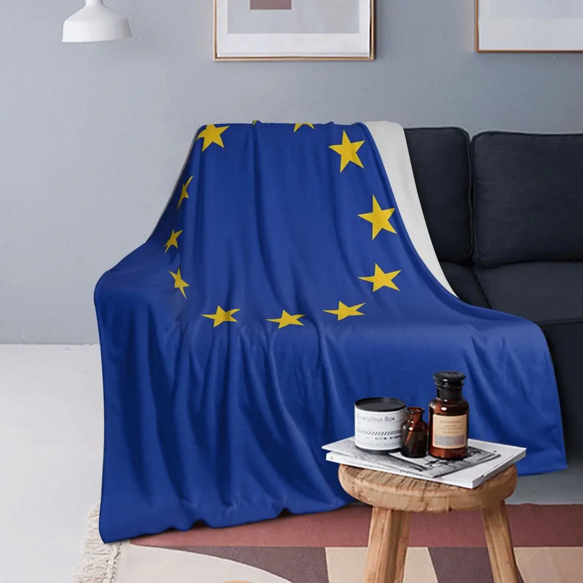 

EU Europe European Union European Flag EU Stars Blankets Soft Warm Flannel Throw Blanket Bedspread for Bed Living room Picnic