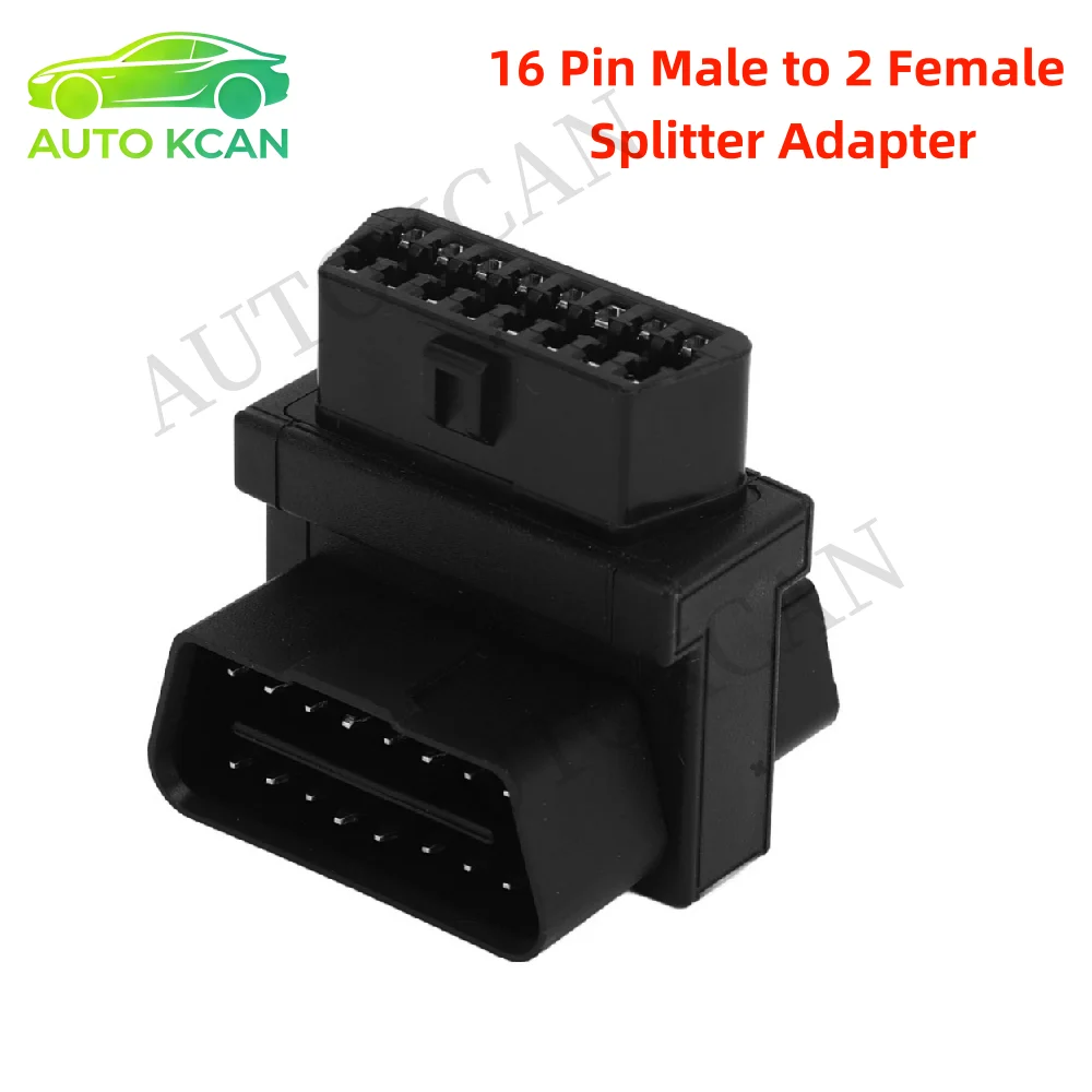 OBDII Adapter 16 Pin Male to 2 Female Splitter Connector Plug and Play for Diagnostic Extender OBD2 Scanners GPS HUD