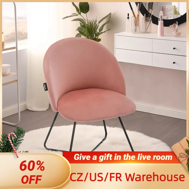 

REDLIFE-Modern Velvet Armless Chair , Makeup Vanity Chair, Accent Stool with Golden Metal Legs, Bedroom Living Room Home Office