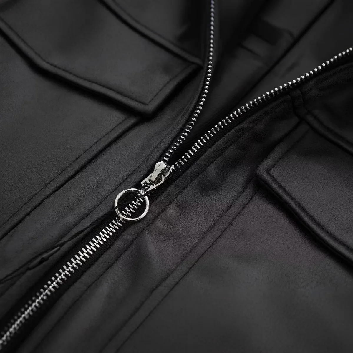 European And American Style Zipper Collar Faux Leather Jacket Women's Outerwear New Arrival Leather Coat From