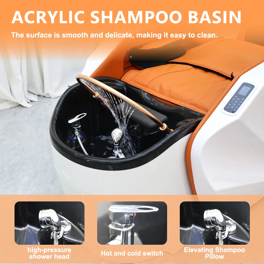 محطة غسيل الشعر مع مقعد مستلق للتدليك الكهربائي ونظام سبا برأس الشلال #4