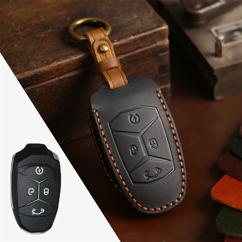 NEW 4 Buttons Car Dedicated Leather Key Case For Lynk&Co 01 02 03 LYNKCO 2017-2022 2023 Holder Shell Remote Keychain Accessories