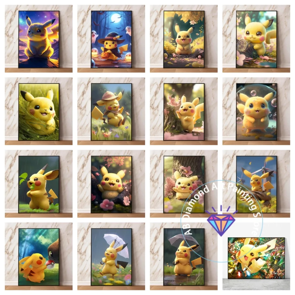 

Pokemon Pikachu Cute Anime Square Round AB Diamond Painting Kit 5D DIY Cross Stitch Handmade Art Gift Crafts Home Decor Gift