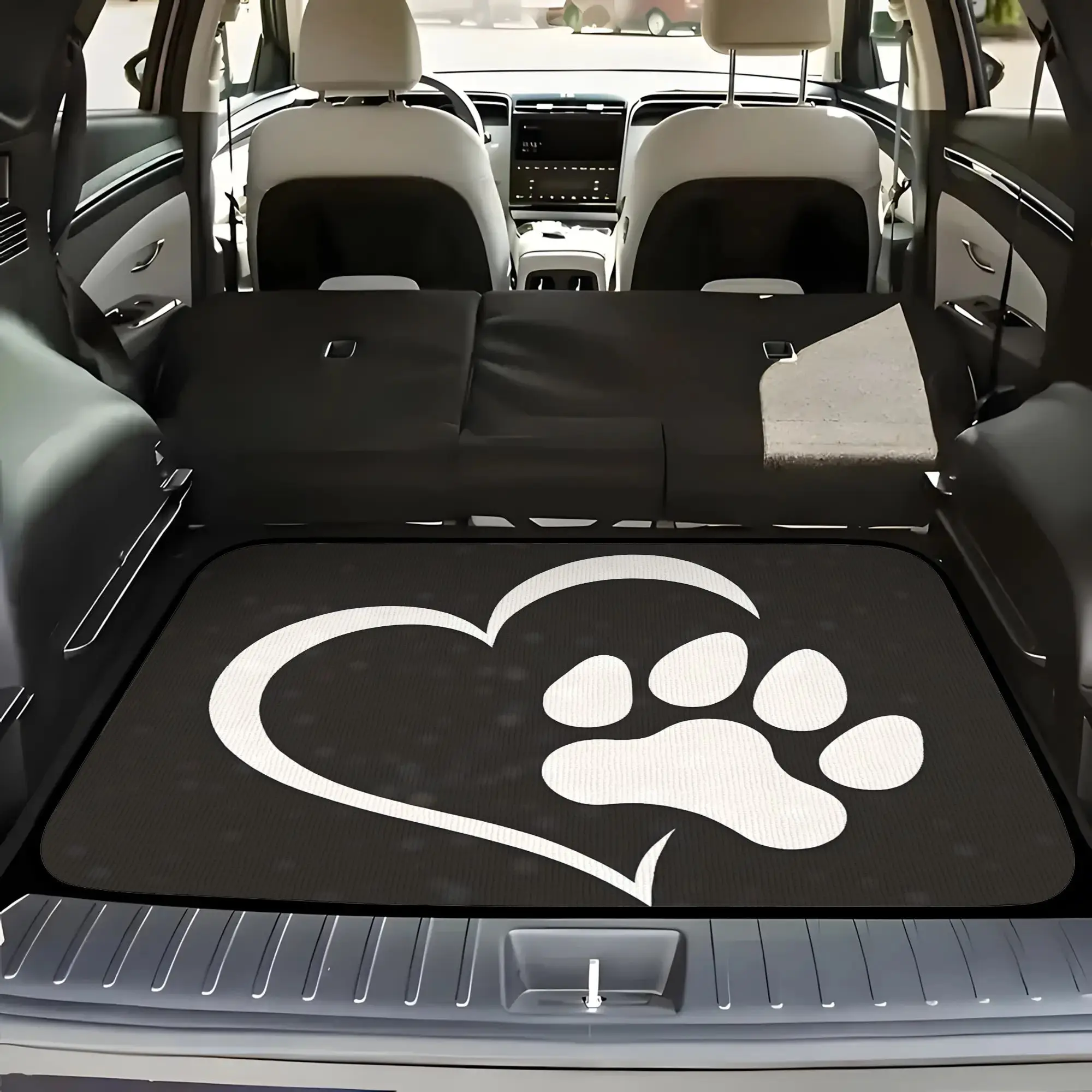 5pcs A Heartfelt Bond: The Beautiful Intersection Of Love And Animal Paw Prints Universal Car Floor Mats And Trunk Mats, Suitabl