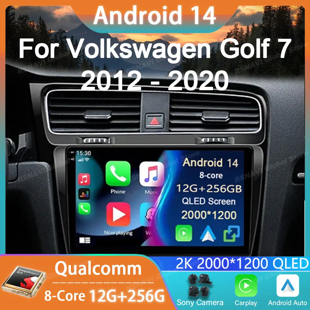 

Автомобильный радиоприемник Android 14 для Volkswagen VW Golf 7 2013 - 2020 MK7 LHD мультимедийный плеер GPS навигация Carplay стерео DSP BT No 2din