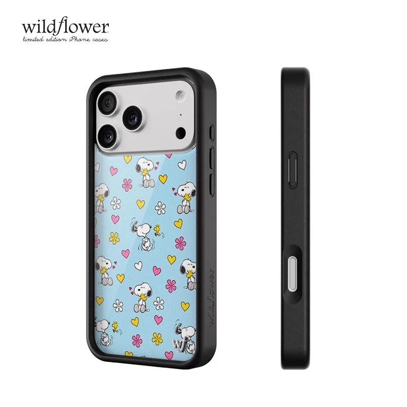 Flor selvagem ins cor amendoim snoopy caso de telefone para iphone 17 16 15 14 13 12 pro max wf amor coração flor à prova de choque capa traseira