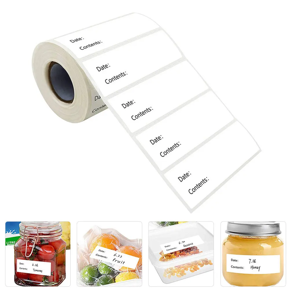

500Pcs Food Classified Sticker Blank Writable Label Self-Adhesive for Kitchen Storage Jars Office Home Organization Paper