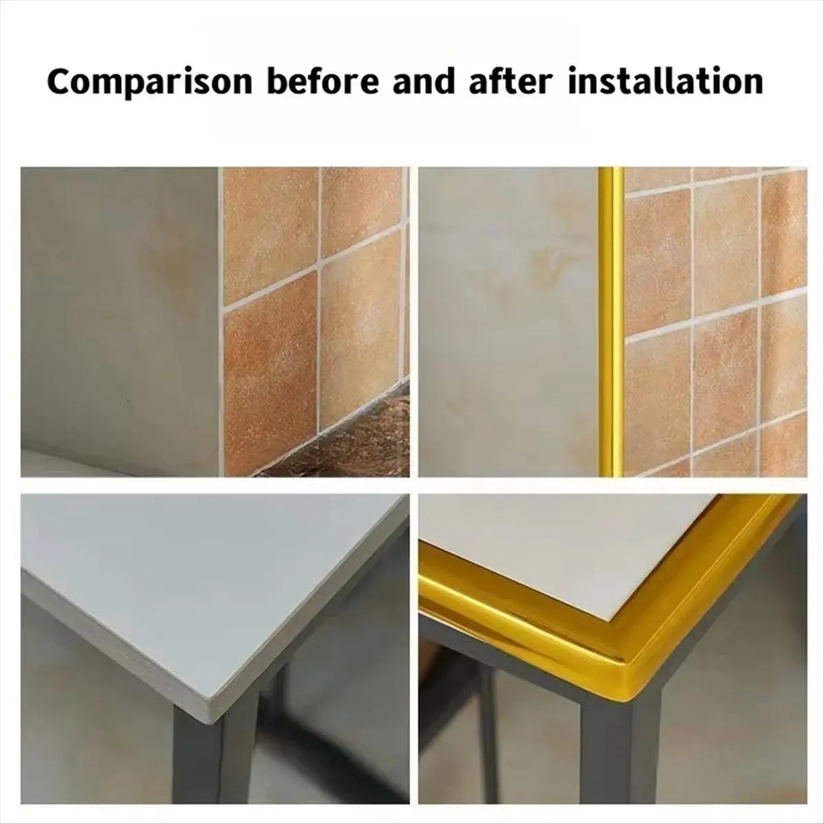 ~PERFECT}PVC Tape Furniture Edge 5M Corner Protector Self-Adhesive Decorative Strips Gold Buffer Protect Strip Wall Stickers