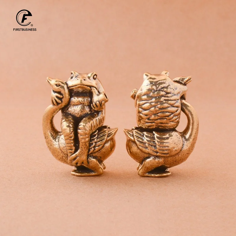 Copper Mini Tea Ceremony toad-swan Frogs Sculpture Good luck in romance Ornaments Home Decoration Accessories Bring Lucky Decor