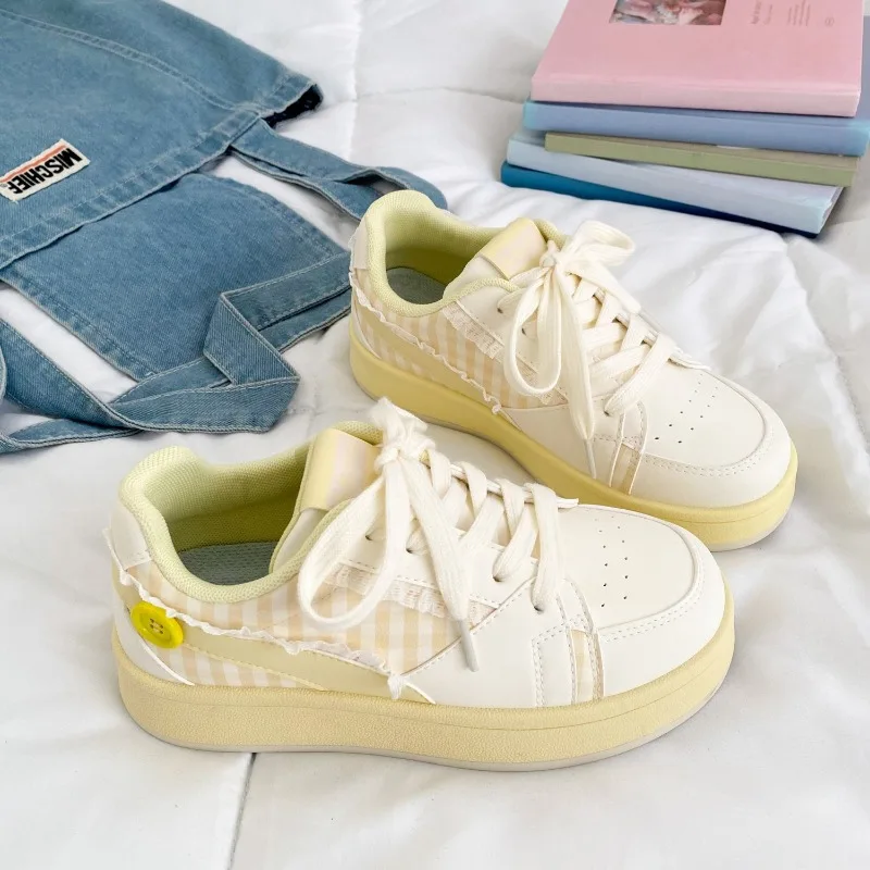 

2025 Women's Breathable Strip-shaped Shoes Cute Button-down Thick-heeled Shoes Casual Running Thick Shoes