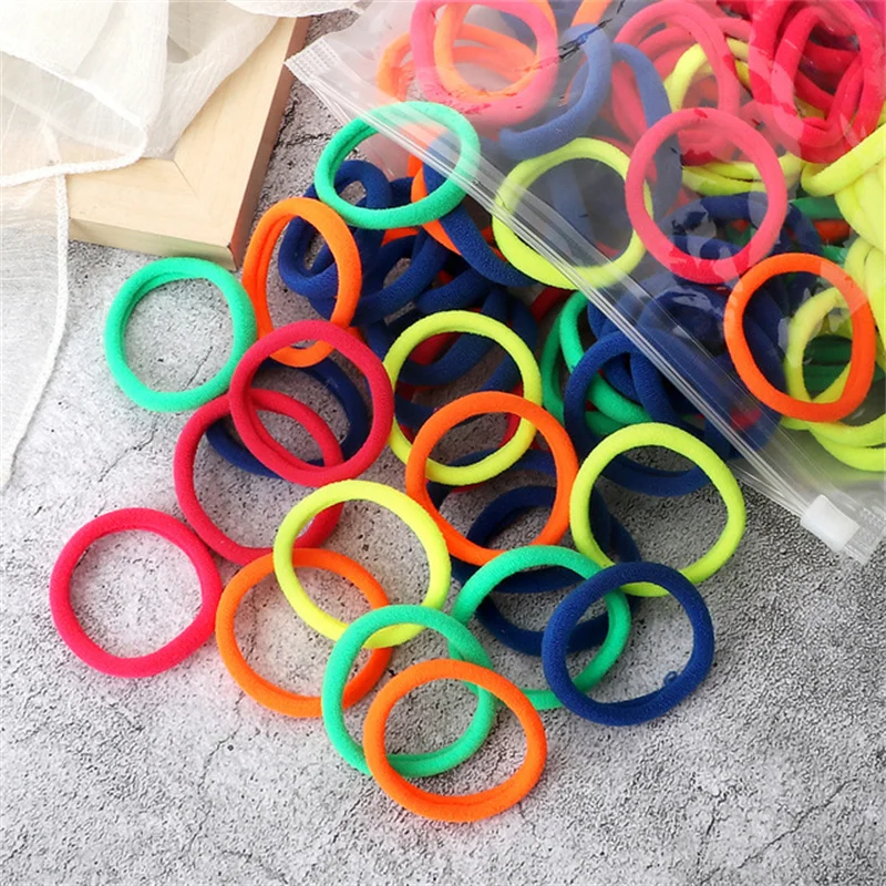 50 stks/set Verpakking Vrouwen Meisjes Haarbanden Eenvoudige Effen Kleuren Elastische Hoofdband Haar Touwen Stropdassen Haaraccessoires Paardenstaart Houder