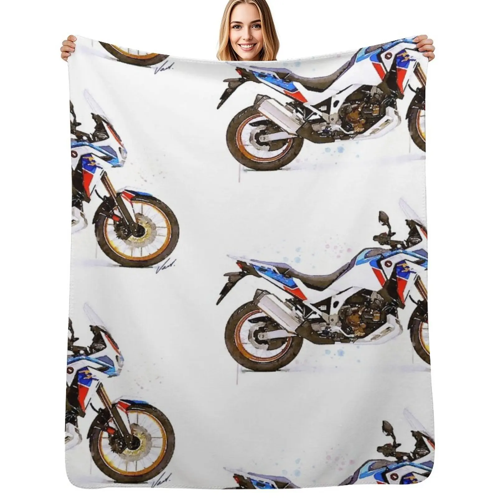 

Adventure Sport Motorcycle - original watercolor by Vart. Throw Blanket Air Conditioner Soft Blanket for Office Home