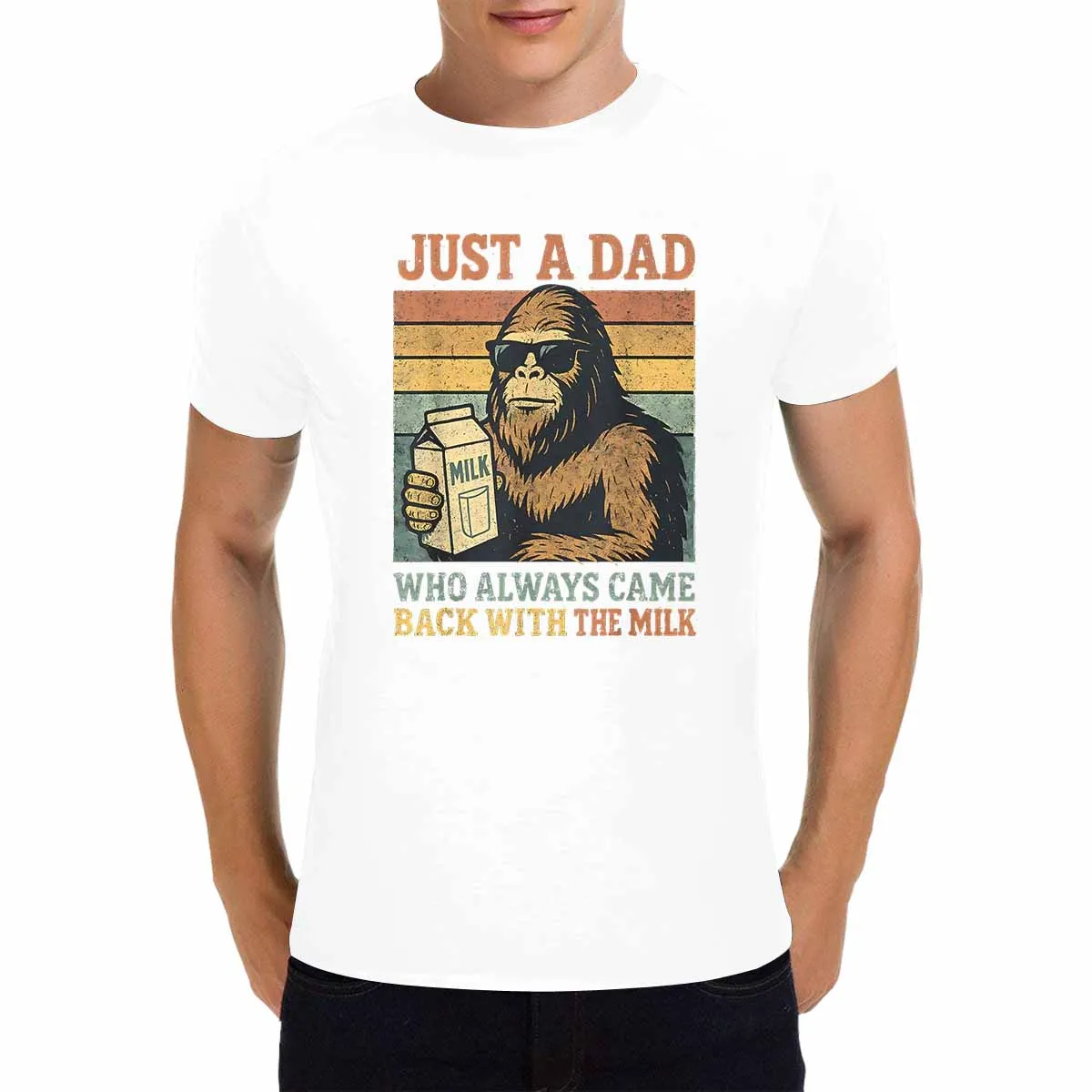 

Just A Dad Who Always Came Back With The Milk Fathers Day T-Shirt Graphic T-Shirt S-3XL Cheap Clearance Sale lwf 180g
