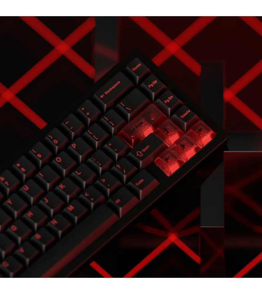 Keycap Sublimation Original 61/64/68/75/87/104 Full set of keycaps/black and red English PBT