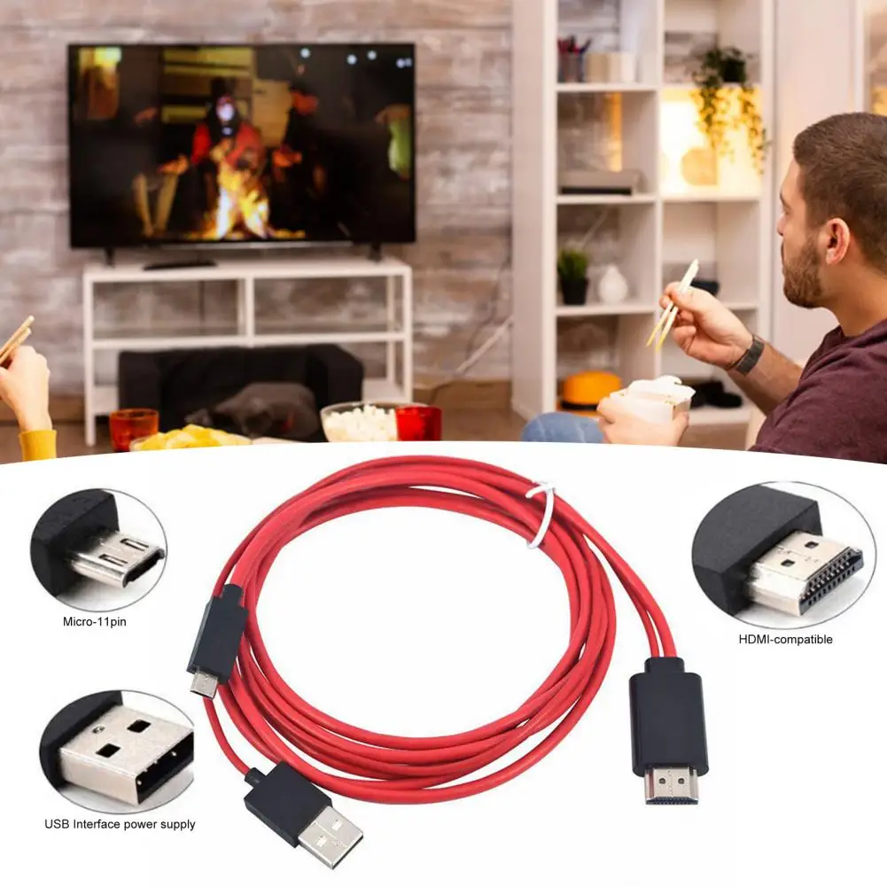 Micro USB 11pin to HDMI-compatible Cable 1080 HD-Compatible TV Adapter Cable Flexible Converter Cable for Android Phone