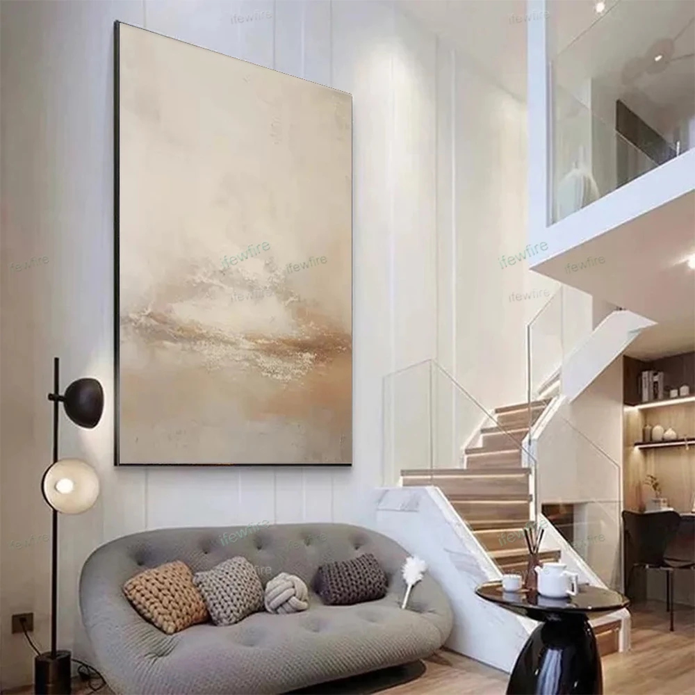 

Modern Aesthetic Thick Oil Texture Scraper rock Wall Painting Hand-painted orange red Canvas Oil Painting for Living Room Decor
