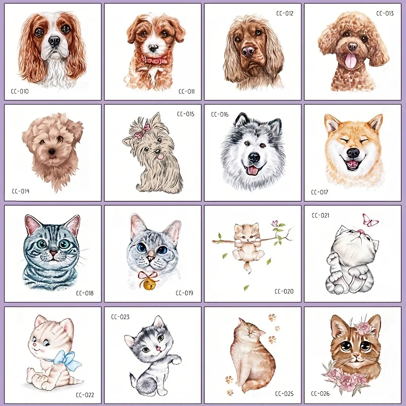 16 Sheets of Animal Themed Temporary Tattoo Stickers - Waterproof Body Art with Zoo Graphic Designs - Perfect for Halloween