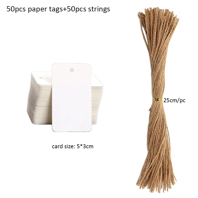 Kraft Paper Tags with Strings, 50pcs