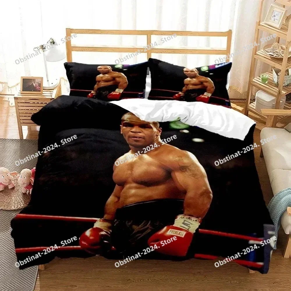 Mike Tyson Boxing Champion 3D Printing Comforter Bedding Set,Duvet Cover Quilt Cover Pillowcase,King Queen Size Bedding Set Kid