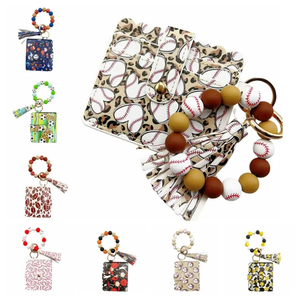 

Colorful Silicone Sports Balls Bracelet Cute Tassel Lightweight Women's Card Wallets Casual PU Leather Beaded Bracelets Women