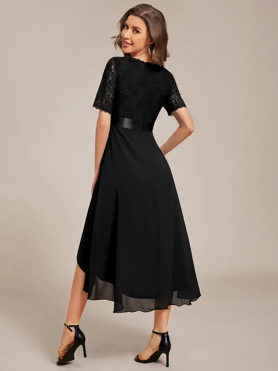 BAZIINGAAA Chiffon Contrast Embroidered Dress - alternate angle