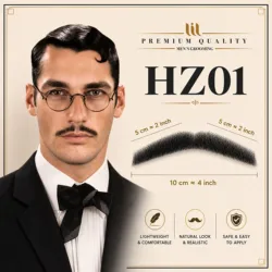 Wigundle Man's Beard Hand Made Real Hair Fake Beard Mustache Fancy Synthetic Invisible for Makeup Fake Hair Cospaly Party Tools