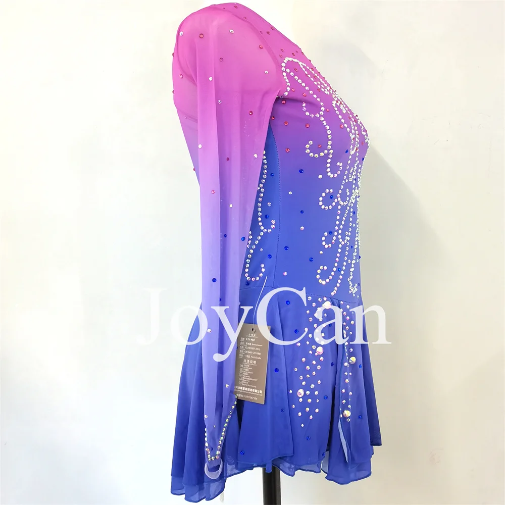 JoyCan Ice Figure Skating Dress Girls Purple Spandex Stretchy Mesh Competition Dance Wear Dostosowane