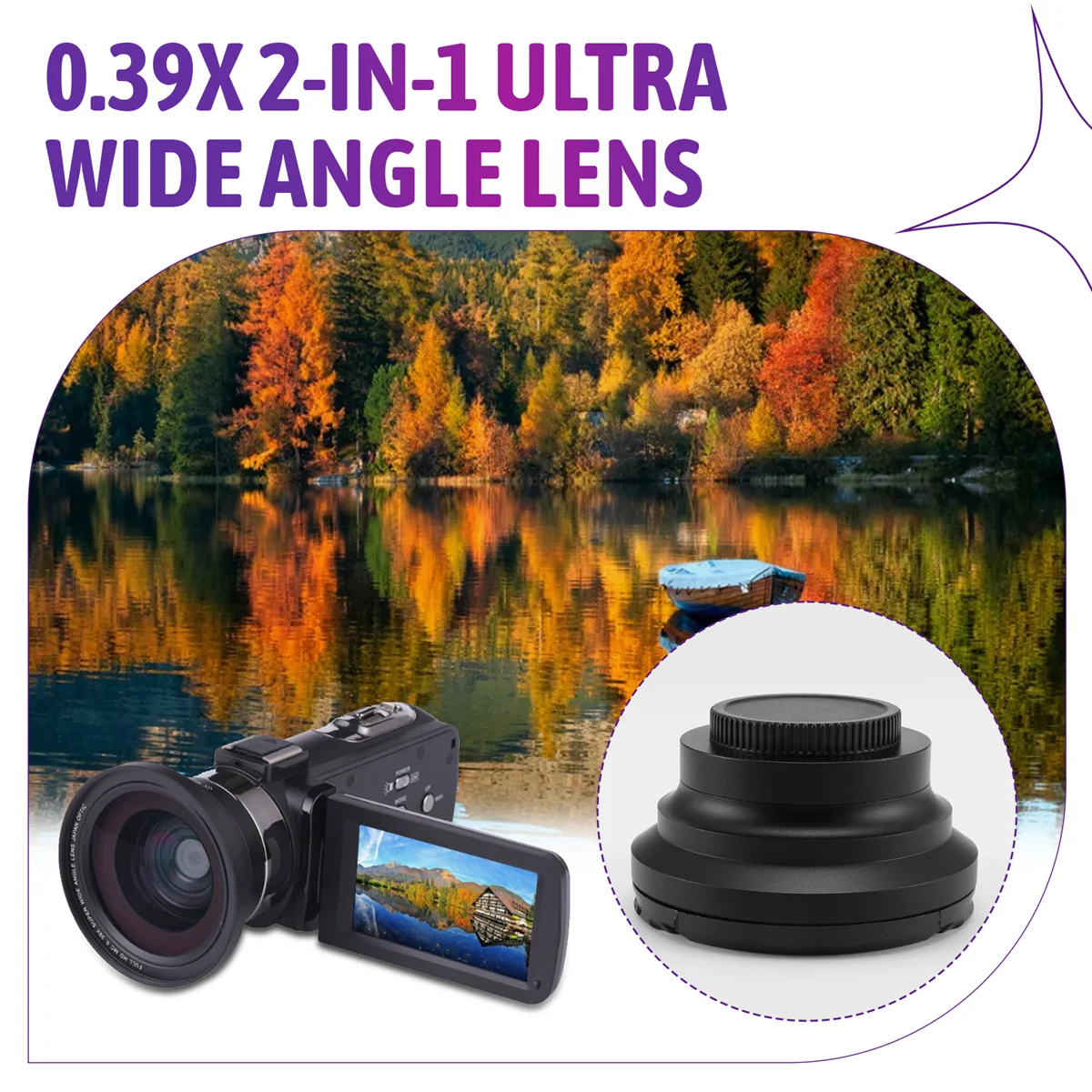 SMIEA Professional 37mm Macro + 72mm عدسة زاوية واسعة 0.39X Full HD لكاميرا الفيديو 4K