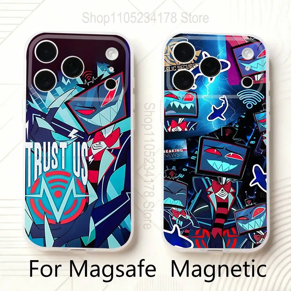 

Чехол для телефона H-HazbinS Vox Hotel Trust Us для iPhone 17,16,15,14,13,12,11 Pro,Max,Plus,Mini,Air,E Magnetic Magsafe Frosted Clear