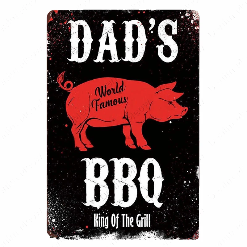 Backyard BBQ Sign Vintage Grill King Metal Tin Sign Bar Pub Garden Decor Dad\'s BBQ Wall Plate Chillin&Grillin Retro Plaque N377