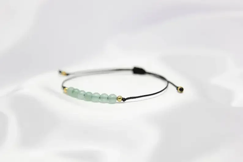 Green Aventurine Healing Crystal String Jewelry Stone Stacked Adjustable Bracelet