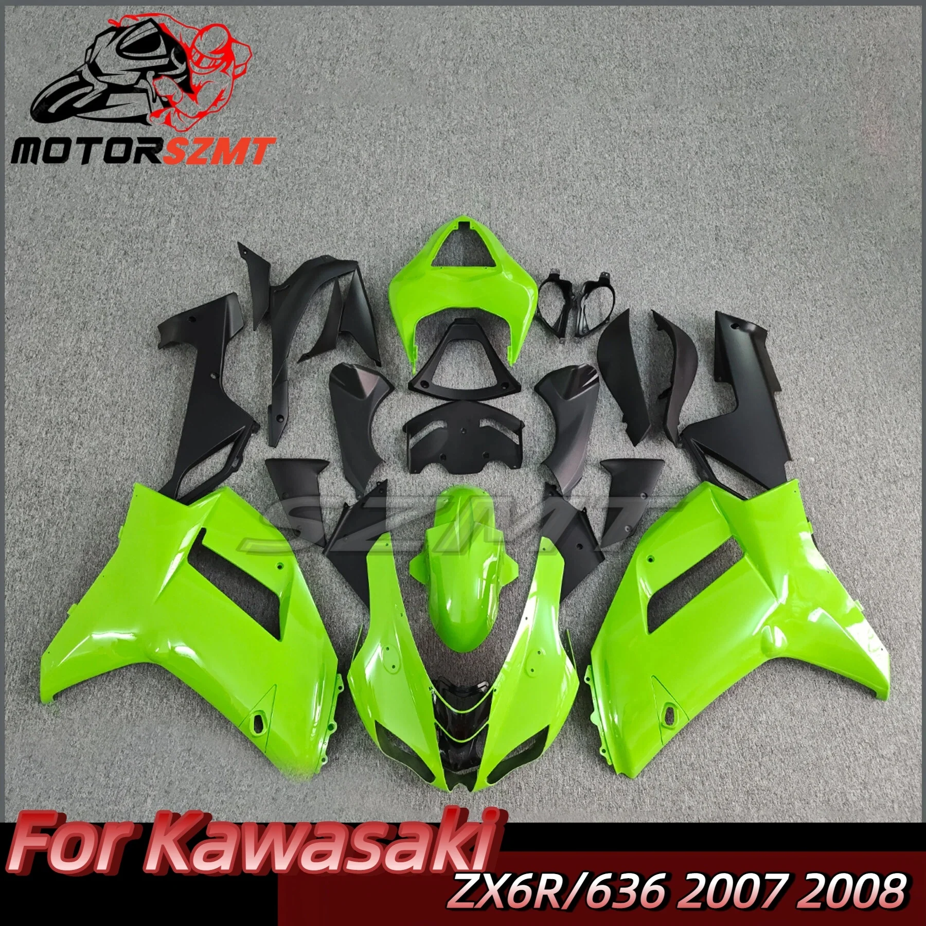 The ABS For Ninja ZX6R 600 2007 2008 zx-6r zx 6r 636 07 08 Fairing kit Bodywork cowl Bright Black