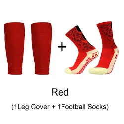 2 Pairs Set Men Women Football Socks and Knee Pads Calf Sleeves Non Slip Breathable Running Soccer Cycling Sports Socks