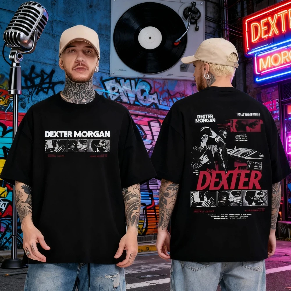 2025 الصيف ديكستر مورغان خليج هاربور جزار تي شيرت الرجال عادية ريترو القطن فضفاض تي شيرت الشارع موضة ملابس الشارع. #1