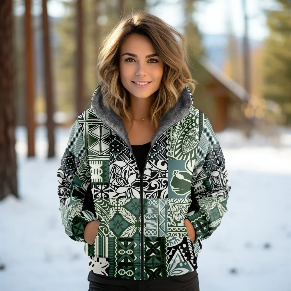 Women Coats Jackets Cardigans Geometric Tribe Retro Printed Graphics Fleece Flowers Winter Casual Streetwear Female Clothing