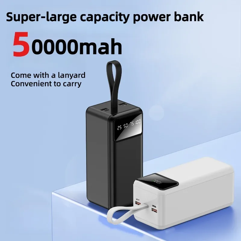 

2025 New 50000mAh Ultra Large Capacity Fast Charger Portable Outdoor Power Bank for IPhone Xiaomi Huawei External Battery Pack
