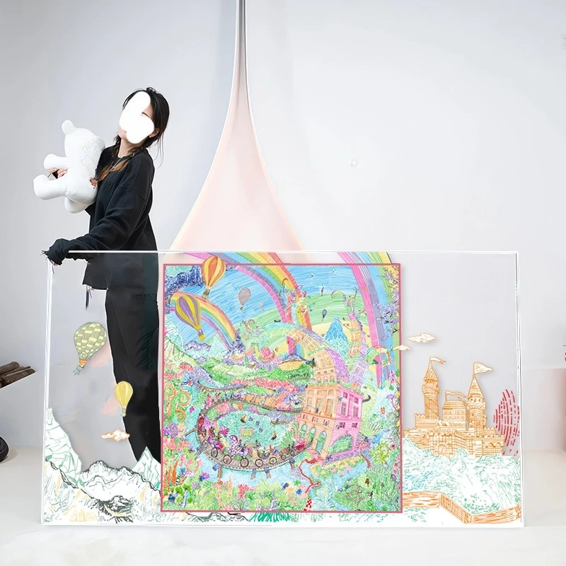 Modern simple acrylic silk scarf hanging paintings, high-end light luxury living room sofa background decorative paintings