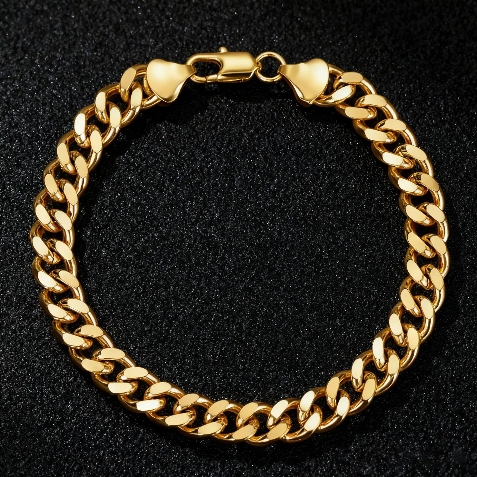 Luxury 24K 9999 Pure Gold real gold hiphop fashion flat cuban chain men's necklace bracelet