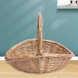 Wicker Picnic Basket Handle Empty Gift Basket Fill Open Top Market Harvest Baskets Garden Fruit Candy Wine Egg Gathering