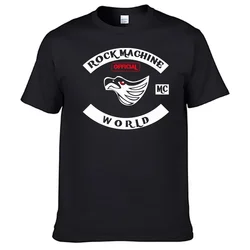 Motorcycles Club Rock Machine Mc World T shirt 100% Cotton T-Shirt