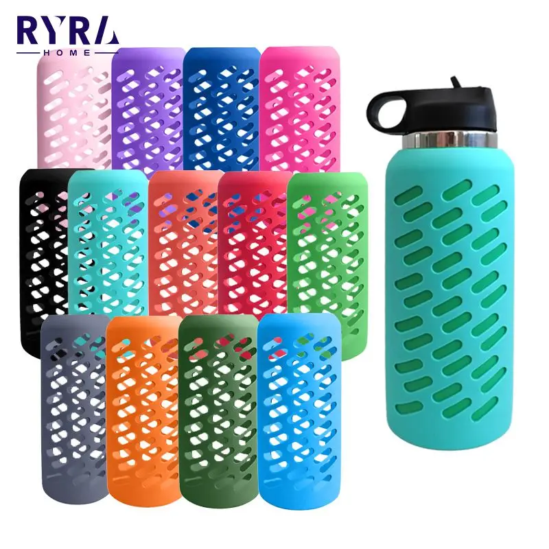 17.5-24cm Silicone Protective Sleeve For Straight Cup Glass Milk Bottle Cover Minimalist Vacuum Cup Set Water Bottle Accessories