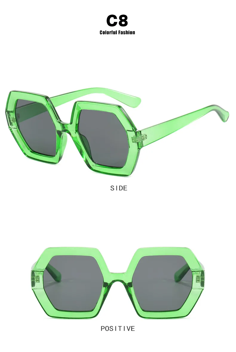 Übergroße polygon gelbe Damen Ssun glasses Mode Vintage große quadratische Sonnenbrille weibliche Luxusmarke Punk Brillen schirme – Detail 12