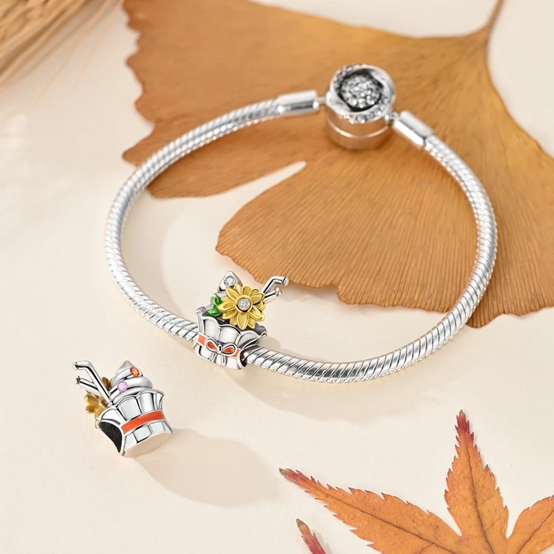 Hot Sale 925 Sterling Silver Charms Beads Bicycle Windmill Mushroom Love Dangle Fit Original Bracelet Women Jewelry Gift DIY